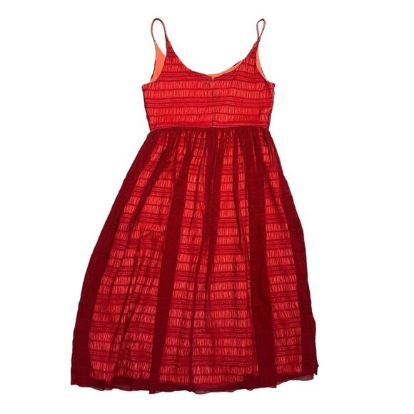 Fossil Red Lacey Mesh Midi Dress Size 4 - Picture 3 of 9